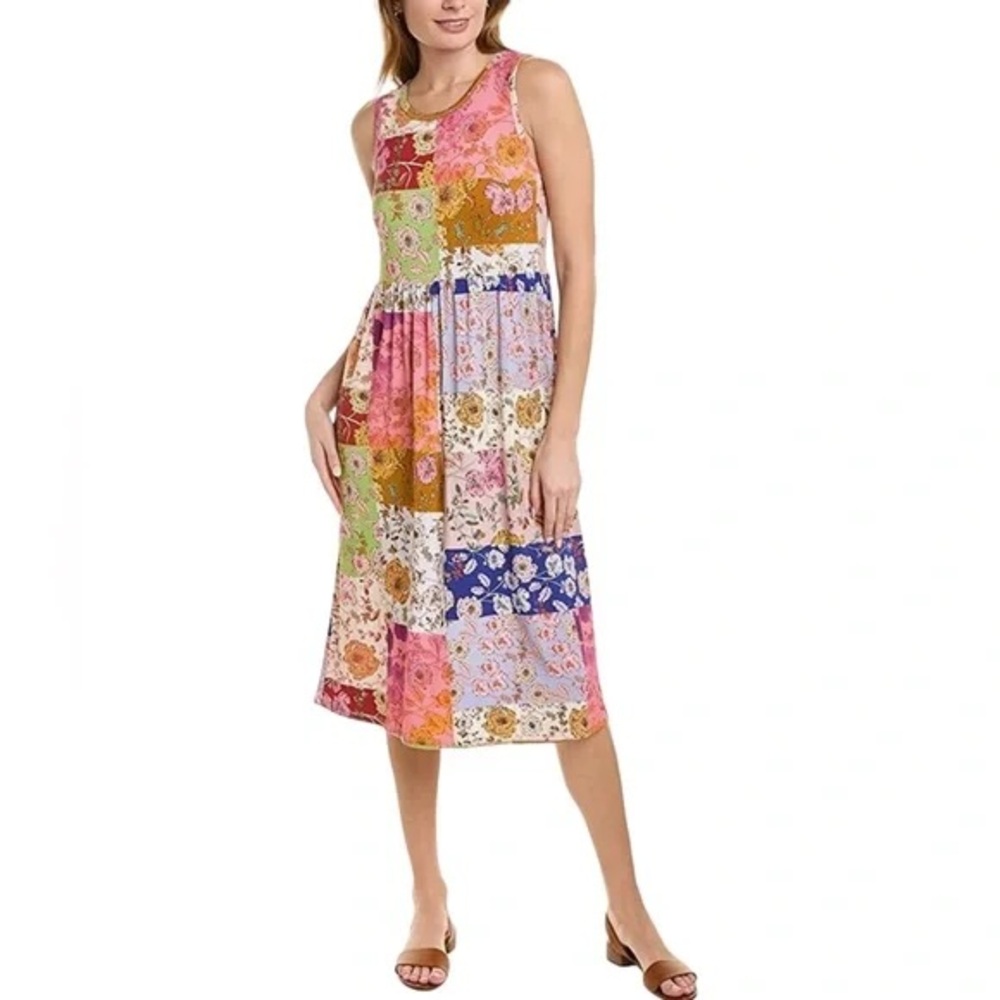 Johnny Was NWT Cosmo Easy Fit Dress Wmn’s Sz L Bamboo Viscose‎ Tea Length Floral